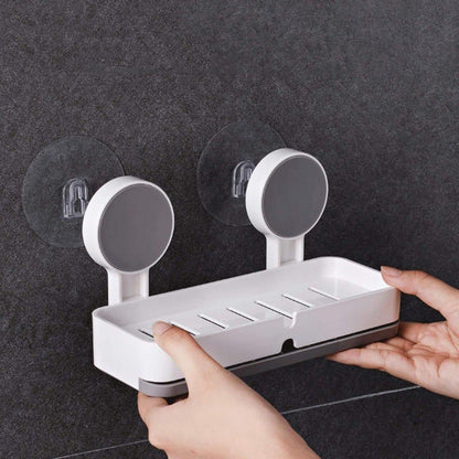 Adhesive Soap Dish Holder with Drain